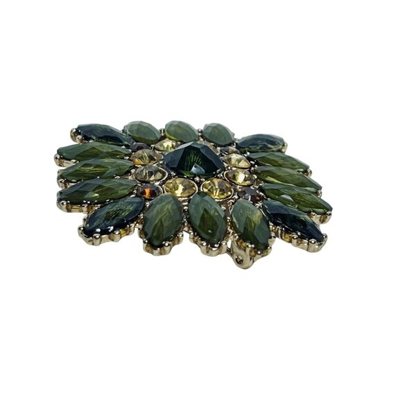 Liz Claiborne Gold Tone With Faceted Rhinestones Brooch Signed LC (6072) - Picture 4 of 6